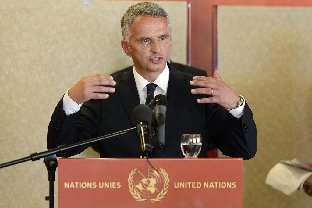 Didier Burkhalter à la conférence internationale de Genève sur la Syrie, ce samedi 30 juin. [Laurent Gillieron]