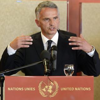 Didier Burkhalter à la conférence internationale de Genève sur la Syrie, ce samedi 30 juin. [Laurent Gillieron]