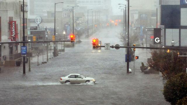 Atlantic City sous les eaux, comme de nombreuses villes côtières. [The Press of Atlantic City/AFP - Michael Ein]