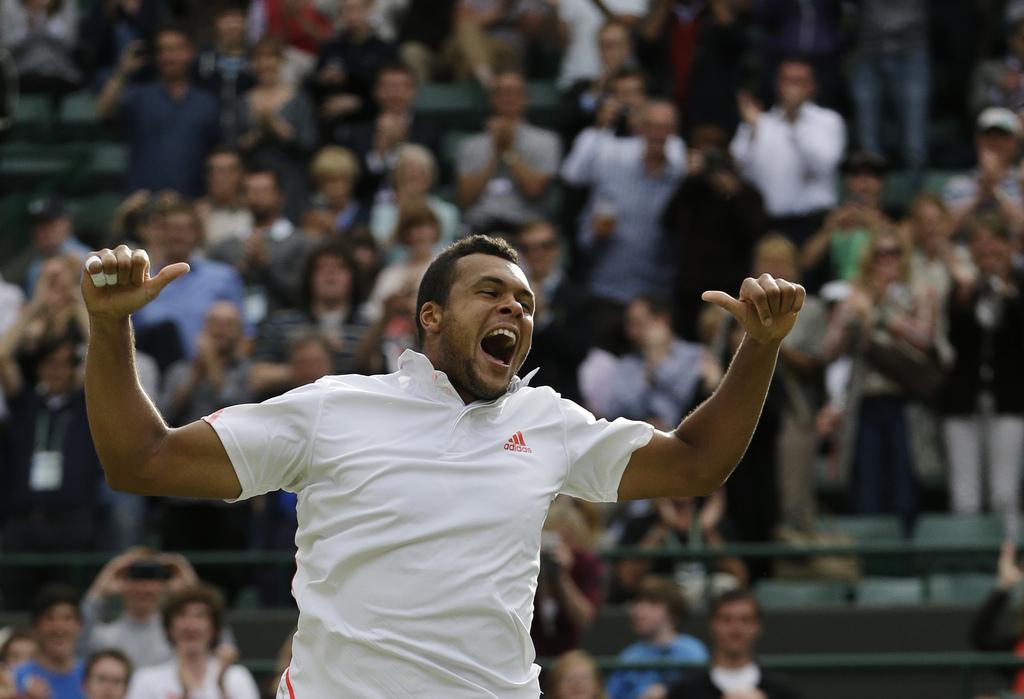 Tsonga laisse éclater sa joie après son succès sur Kohlschreiber. [KEYSTONE - Kirsty Wigglesworth]