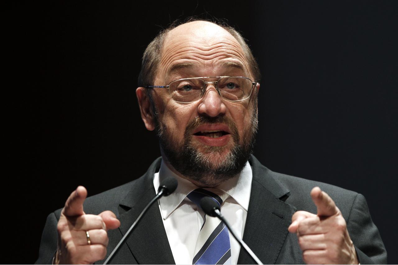 A la tête de la délégation allemande au sein du groupe du Parti socialiste européen (rebaptisé Alliance progressiste des socialistes et démocrates en 2004) pendant 12 ans, Martin Schulz est désigné président du Parlement européen en janvier 2012. [REUTERS - Yorgos Karahalis]