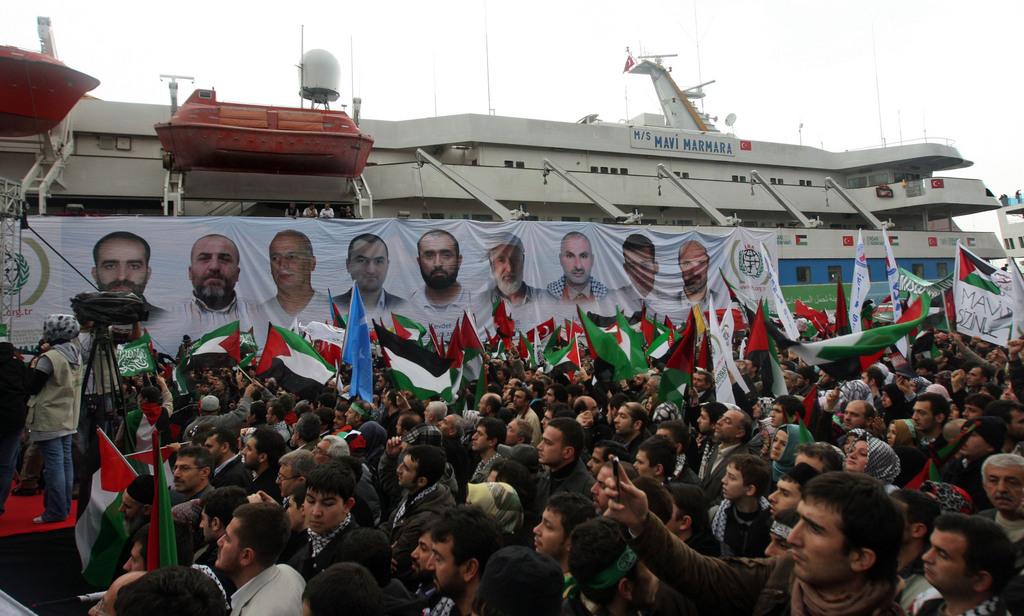 Neuf militants turcs ont été tués par l'armée israélienne à bord du Mavi Marmara, au large de Gaza. [KEYSTONE - Burhan Ozbilici]