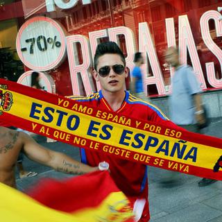 La victoire fait du bien au moral des Espagnols, qui ont oublié la crise pendant quelques heures... [Andres Kudacki]