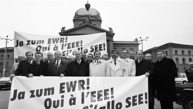 La campagne sur l'EEE avait déchaîné les passions en Suisse en 1992. [Str]