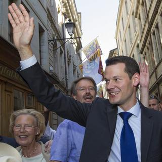 Pierre Maudet a été élu le 17 juin 2012 au Conseil d'Etat genevois. [Salvatore Di Nolfi]