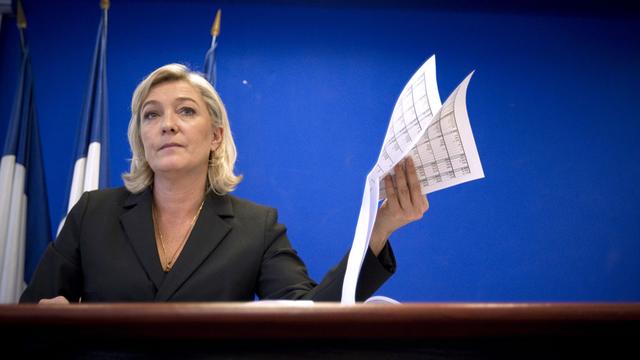 Marine Le Pen lors d'une conférence de presse le 12 janvier 2012. [Joel Saget]