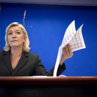 Marine Le Pen lors d'une conférence de presse le 12 janvier 2012. [Joel Saget]