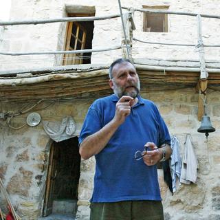 Le père italien Paolo Dall'Oglio au monastère de Mar Moussa, au nord de Damas. [Louai Beshara.]