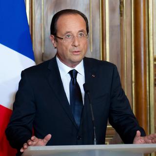 François Hollande a fait une brève déclaration à Tulle, en France. [Bertrand Langlois]