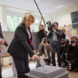 Hannelore Kraft, ministre-présidente SPD du Land de Rhénanie du Nord- Westphalie, ce dimanche 13 mai. [MICHAEL KAPPELER]