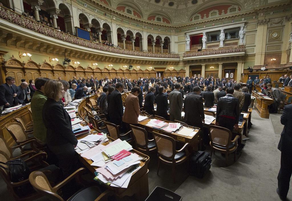 Une minute de silence a été observée aux Chambres fédérales, ici au Conseil national. [KEYSTONE - Peter Schneider]