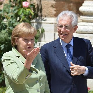 Angela Merkel et Mario Monti, lors du sommet européen à Rome. [Alberto Pizzoli]