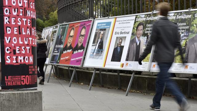 Campagne publicitaire des candidats à l'exécutif de la Ville de Genève. [Martial Trezzini]