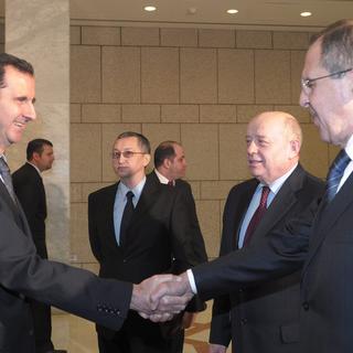 Sergueï Lavrov, le chef de la diplomatie russe, est en visite en Syrie depuis mardi pour évoquer avec le président Bachar-al-Assad un plan de sortie de crise. [AP POOL]