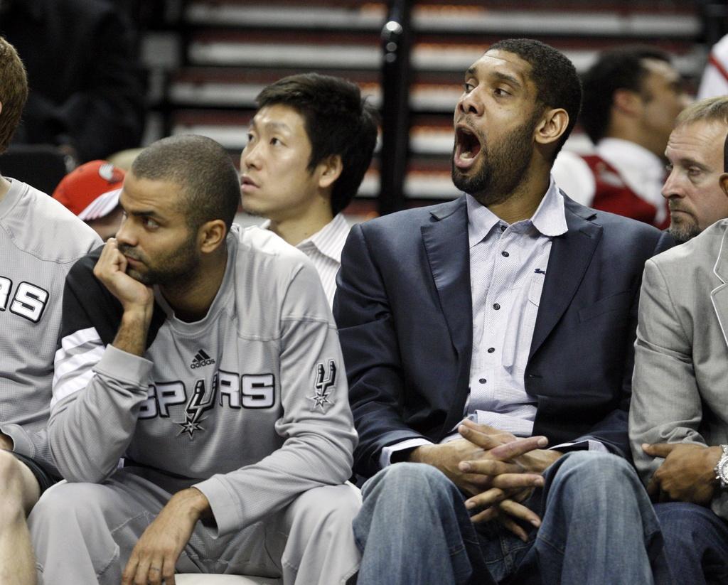 Tony Parker suit attentivement ses Spurs. Tim Duncan, lui, un peu moins... [Keystone - Rick Bowmer]