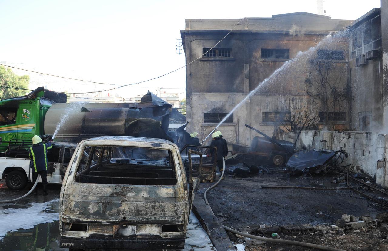 L'explosion a eu lieu près de l'hôtel où séjournent les membres de la mission d'observation de l'ONU. [AFP PHOTO/HO/SANA]