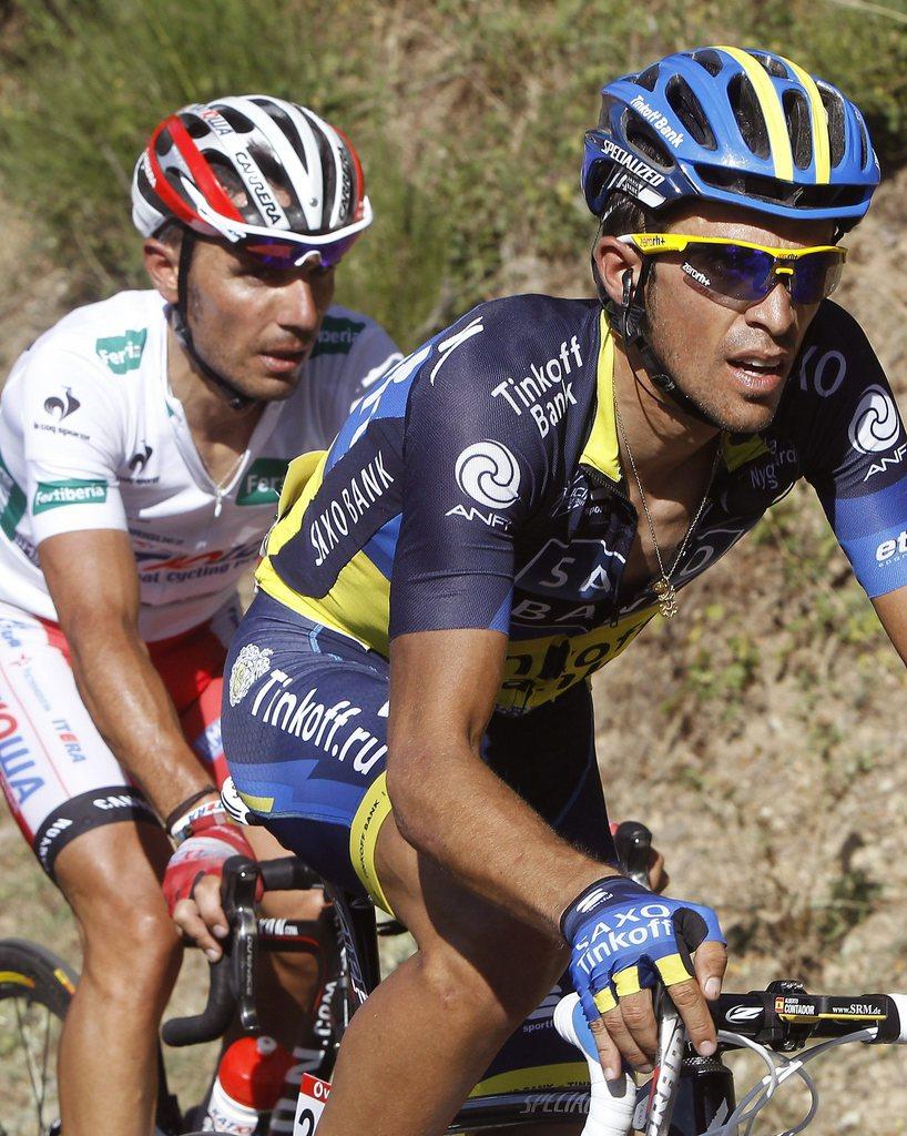 Contador a souffert sous le soleil de plomb de la sixième journée de la Vuelta. [KEYSTONE - Jose Manuel Vidal]