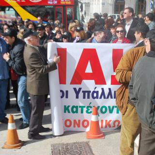 Une manifestation de fonctionnaires grecs.
