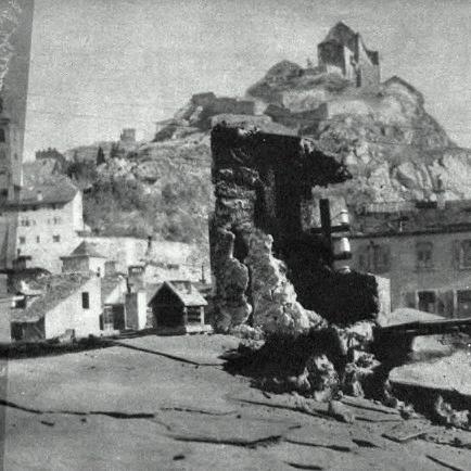 Sierre après le tremblement de terre du 27 janvier 1946. [Schweizer Illustrierte / Ringier]