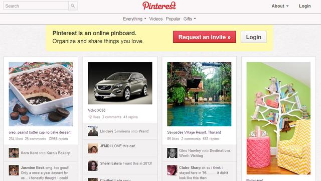 La page d'accueil du réseau social Pinterest. [Pinterest.]