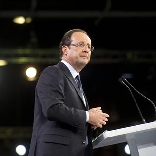 Premier meeting pour François Hollande, ce dimanche 22 janvier au Bourget. [Fred Du Four]