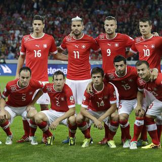 L'équipe suisse de football alignée contre l'Islande le 6 septembre 2013 à Berne.