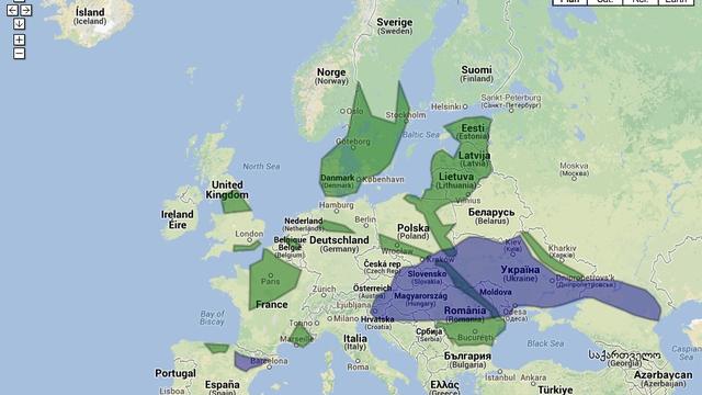 La carte des bassins de gaz de schiste en Europe