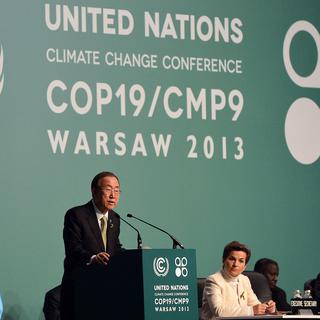 Le secrétaire général des Nations-Unies Ban Ki-Moon durant la conférence de l'ONU sur le climat, Varsovie le 19 novembre 2013. [Janek Skarzynski]