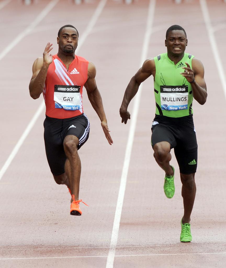 Tyson Gay et Steve Mullings, deux des derniers "attrapés". Pour le Jamaïcain, c'est la suspension à vie... [KEYSTONE - Henny Ray Abrams]