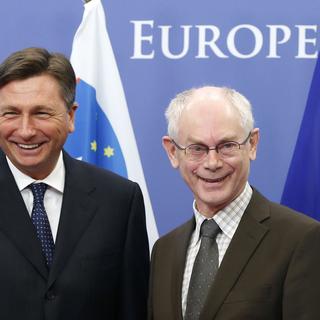 Le président slovène Borut Pahor en compagnie du président du Conseil européen Herman Van Pompuy, 08.01.2013. [François Lenoir]