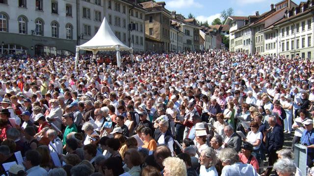 La Schubertiade de Fribourg, 2007. La Messe allemande chantée à la Planche-Supérieure [Marcel Julmy RSR]