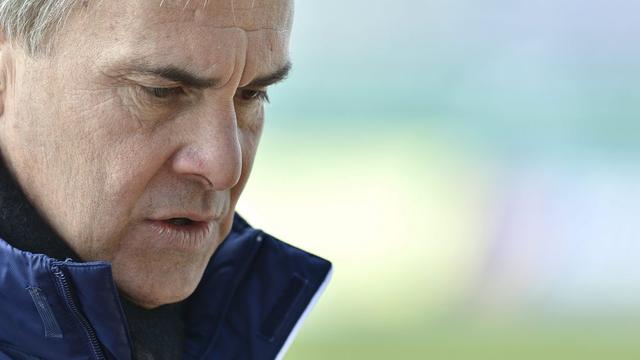 L'entraineur du Lausanne-Sport, Laurent Roussey, est déçu après la défaite contre Sion en Coupe de Suisse. [Martial Trezzini]