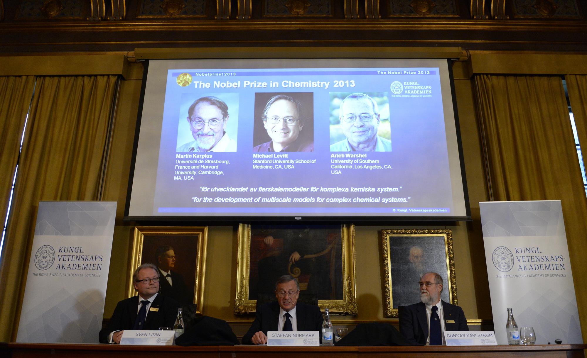 Trois chercheurs se partagent le Nobel de chimie 2013. [Jonathan Nackstrand]