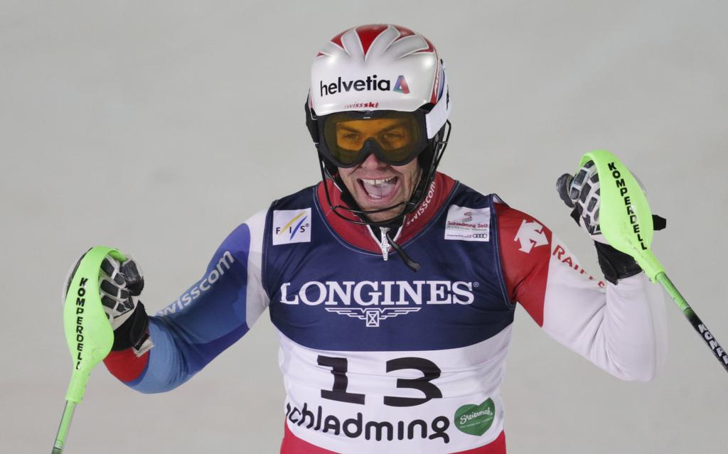 Sandro Viletta a réussi un superbe slalom, qui l'a fait échouer à quelques centièmes seulement du podium. [KEYSTONE - Matthias Schrader]