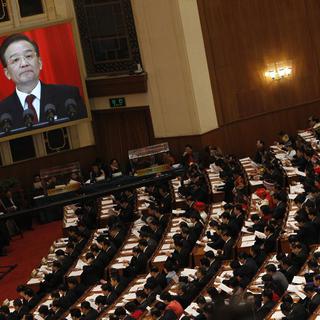Le Premier ministre chinois Wen Jiabao devant les délégués du peuple ce mardi 05.03.2013. [EPA/Keystone - How Hwee Young]