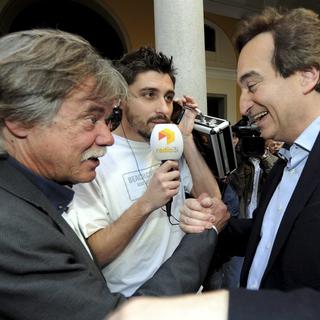 Michele Barra (à gauche) lors de son élection le 14 avril, succédera à Marco Borradori (à droite). [Karl Mathis]