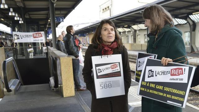 Le collectif 500 lutte depuis fin 2011 contre l'agrandissement en surface de la gare Cornavin. [Martial Trezzini]