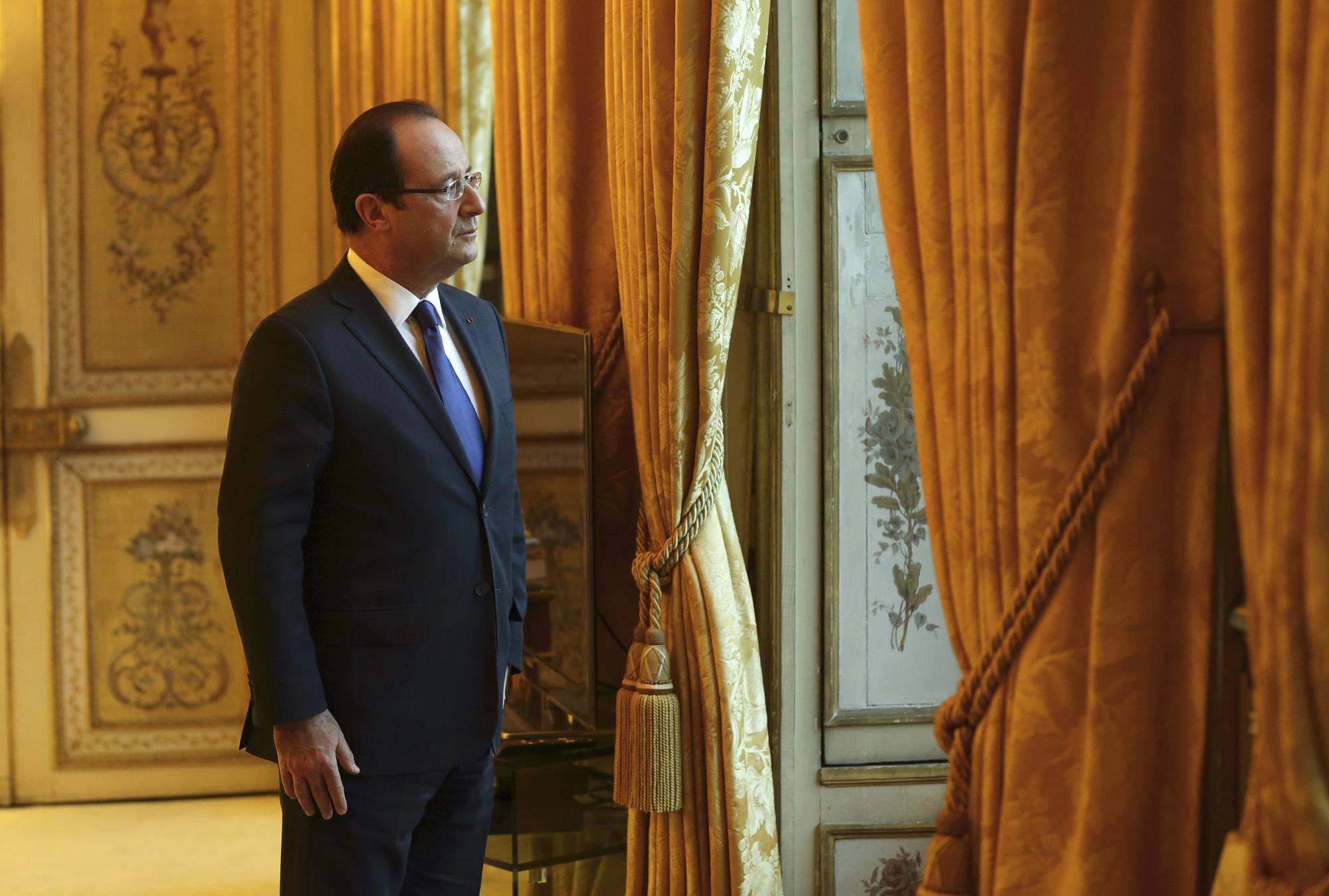 François Hollande célébrera lundi sa victoire le 6 mai 2012 contre Nicolas Sarkozy. [AFP - PHILIPPE WOJAZER]