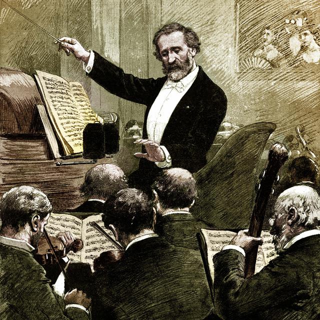 Giuseppe Verdi à la tête de l'Orchestre de l'Opéra de Paris. [AFP - Roger Viollet]