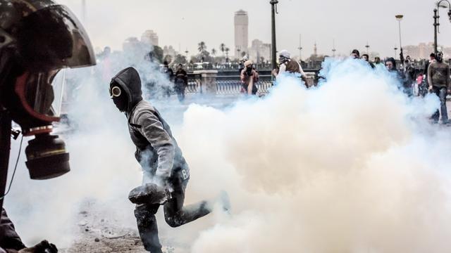 Violences au Caire près de la place Tahrir le 28 janvier. [Andrey Stenin/RIA Novosti]