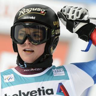 Lara Gut permet au ski suisse de finir la saison en beauté, avec un podium. [Laurent Gillieron]