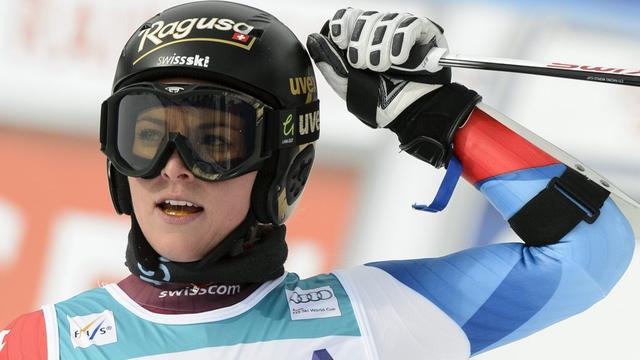 Lara Gut permet au ski suisse de finir la saison en beauté, avec un podium. [Laurent Gillieron]