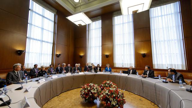Négociations sur le nucléaire iranien au Palais des Nations à Genève. [AP Photo/Fabrice Coffrini]