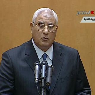 Adly Mansour a été désigné à l'intérim par l'armée égyptienne. [Egyptian State TV/AP/Keystone]