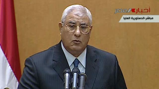 Adly Mansour a été désigné à l'intérim par l'armée égyptienne. [Egyptian State TV/AP/Keystone]