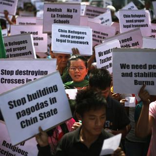 Mercredi 30 octobre: des chrétiens birmans d'Inde manifestent à New Delhi pour dénoncer la discrimination dont leur religion est l'objet. [AP Photo/Altaf Qadri]