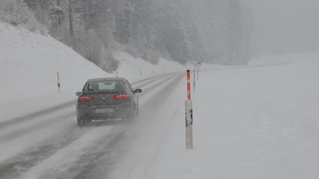 La H18 sous la neige aux Franches-Montagnes. [Gaël Klein]