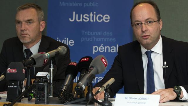 François Schmutz et Olivier Jornot en conférence de presse vendredi à Genève.