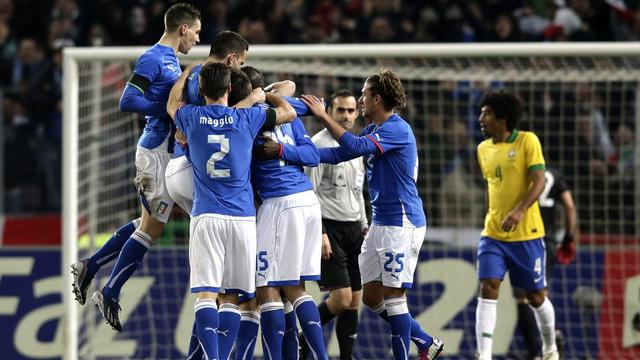 D'un maître tir dont il a le secret, Mario Balotelli a permis à la Squadra Azzurra d'obtenir le nul face au Brésil. [SALVATORE DI NOLFI]