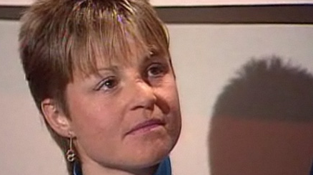 Erika Hess en 1987 dans l'émission Fan de Ski. [RTS]
